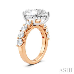 1 1/3 Ctw Pear Shape Round Cut Diamond Semi-Mount Engagement Ring in 14K Rose and White Gold