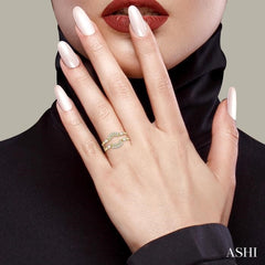 1/2 Ctw Double Arch Baguette and Round Cut Diamond Insert Ring in 14K Yellow Gold