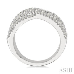 1 Ctw Round Cut Diamond Criss Cross Bold Fashion Band in 14K White Gold