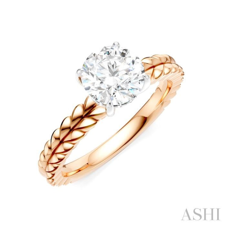 1/20 Ctw Circular Shape Round Cut Diamond Semi-Mount Engagement Ring in 14K Rose and White Gold