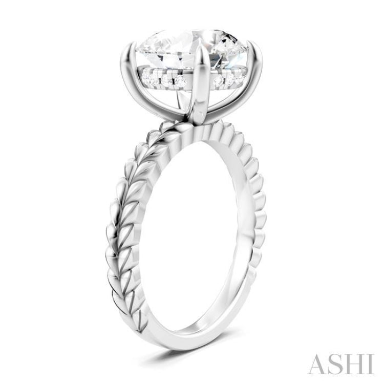 1/10 Ctw Round Shape Round Cut Diamond Semi-Mount Engagement Ring in 14K White Gold