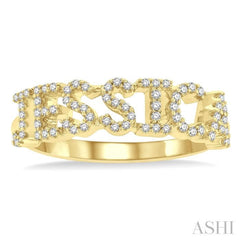 1/4 Ctw 'JESSICA' Block Name Round Cut Diamond Ring in 10K Yellow Gold