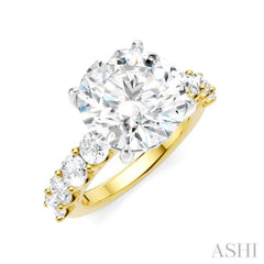 1 1/3 Ctw Round Shape Round Cut Diamond Semi-Mount Engagement Ring in 14K Yellow and White Gold