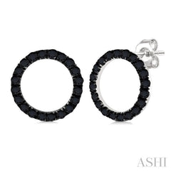 1/2 Ctw Circle Round Cut Black Diamond Fashion Stud earrings in 10K White Gold
