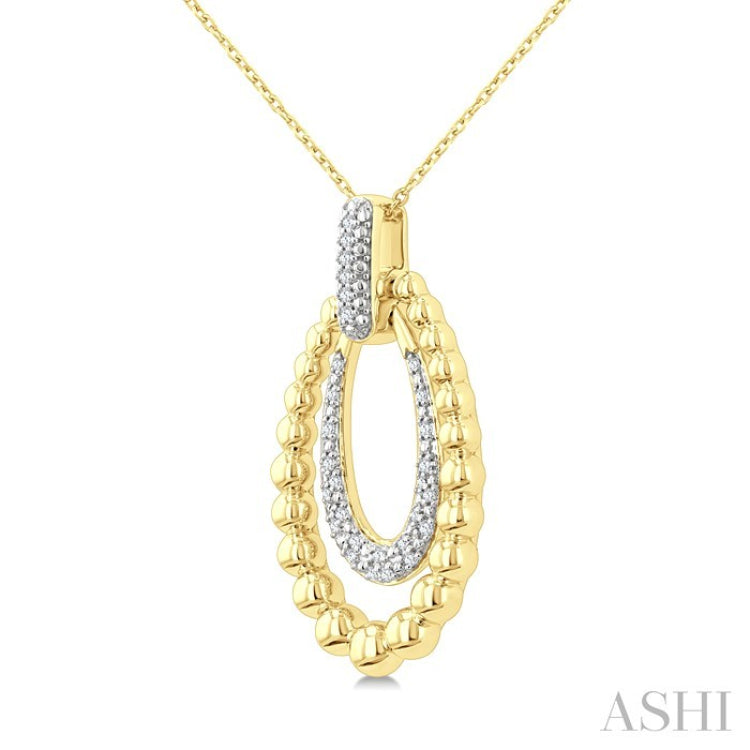 1/10 Ctw Bold Double Oval Ball Bead & Round Cut Diamond Fashion Pendant With Chain in Yellow Gold Vermeil