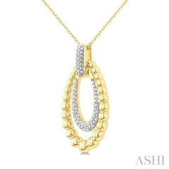 1/10 Ctw Bold Double Oval Ball Bead & Round Cut Diamond Fashion Pendant With Chain in Yellow Gold Vermeil