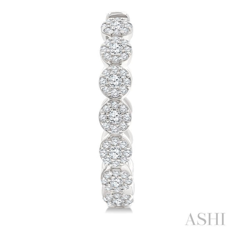 1/2 Ctw Cluster Round Cut Diamond Hoop Earring in 14K White Gold