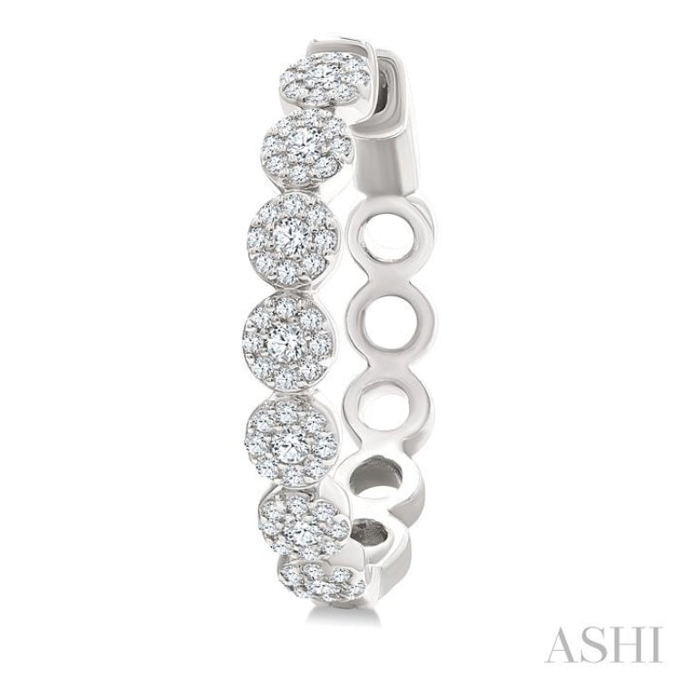 1/2 Ctw Cluster Round Cut Diamond Hoop Earring in 14K White Gold