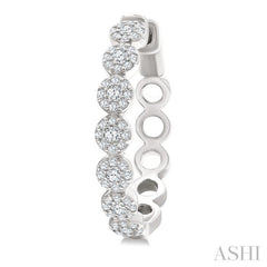 1/2 Ctw Cluster Round Cut Diamond Hoop Earring in 14K White Gold