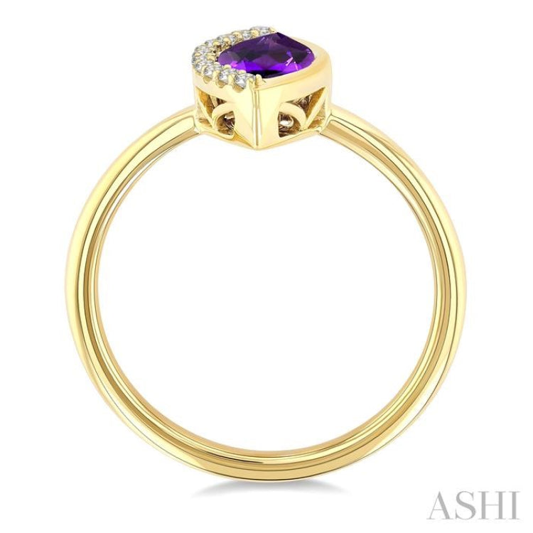 1/20 Ctw 10X5 MM Marquise Cut Amethyst and Round Cut Diamond Semi-Precious Fashion Ring in 10K Yellow Gold