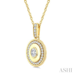 1/4 Ctw Art Deco Oval and Round Cut Diamond Bold Fashion Pendant With Chain in 14K Yellow Gold