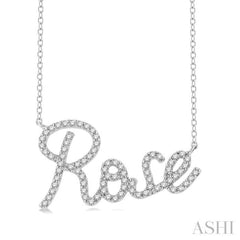 1/6 Ctw 'Rose' Script Name Round Cut Diamond Necklace in 10K White Gold