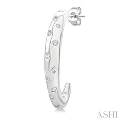 1/5 Ctw Round Cut Diamond Mosaic Half Hoop Earrings in 10K White Gold