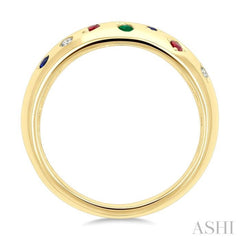 1/20 Ctw Round Cut Gemstone Mosaic Precious Fashion Wide Band in 14K Yellow Gold