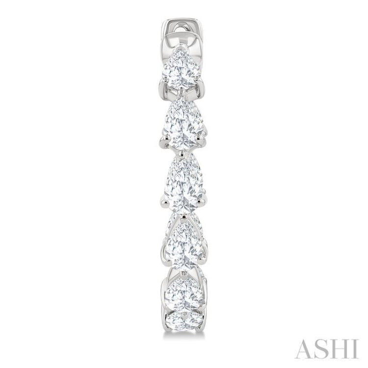 2 Ctw Inside & Out Pear Cut Diamond Fashion Hoop Earring in 14K White Gold