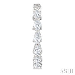 2 Ctw Inside & Out Pear Cut Diamond Fashion Hoop Earring in 14K White Gold
