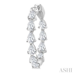 2 Ctw Inside & Out Pear Cut Diamond Fashion Hoop Earring in 14K White Gold