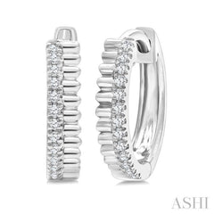 1/10 Ctw Fluted Round Cut Diamond Petite Huggie Earrings in 10K White Gold