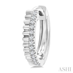 1/10 Ctw Fluted Round Cut Diamond Petite Huggie Earrings in 10K White Gold