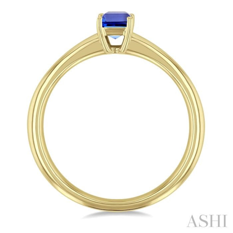 6X4 MM Octagon shape Tanzanite Precious Solitaire Ring in 14K Yellow Gold