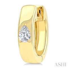 1/6 Ctw Pear Shape Diamond Petite Huggie Earrings in 10K Yellow Gold