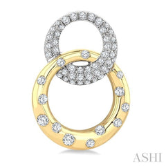 1/2 Ctw Round Cut Diamond Interlocked Circle Fashion Earring in 14K Yellow and White Gold