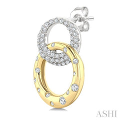 1/2 Ctw Round Cut Diamond Interlocked Circle Fashion Earring in 14K Yellow and White Gold