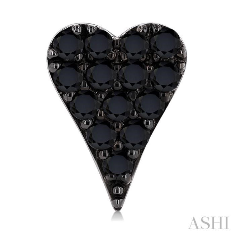 1/2 Ctw Heart Shape Round Cut Black Diamond Fashion Stud earrings in 10K White Gold