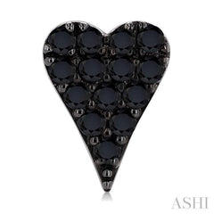 1/2 Ctw Heart Shape Round Cut Black Diamond Fashion Stud earrings in 10K White Gold