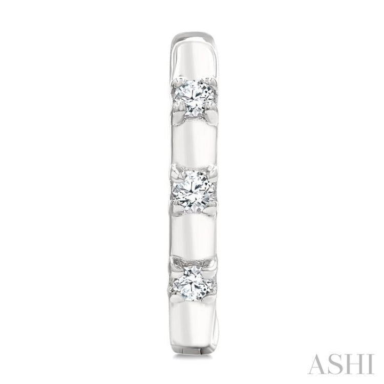 1/10 Ctw Round Cut Diamond Petite Huggie Earrings in 10K White Gold