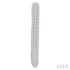 1 Ctw 3-Row Pave Set Round Cut Diamond Fashion Hoop Earring in 14K White Gold