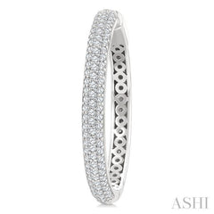 1 Ctw 3-Row Pave Set Round Cut Diamond Fashion Hoop Earring in 14K White Gold