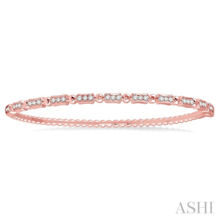 1/2 Ctw Box Link Round Cut Stackable Diamond Bangle in 14K Rose Gold