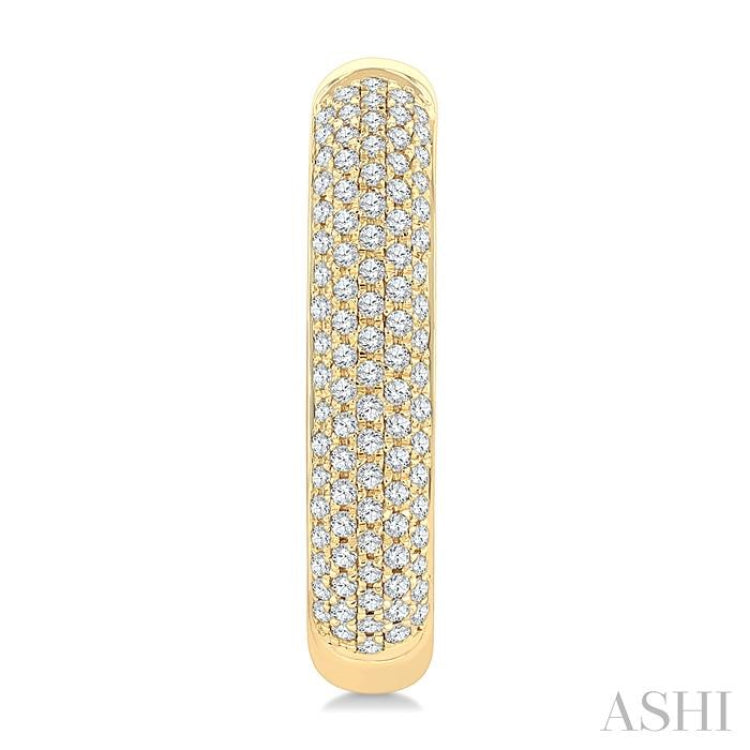 3/8 Ctw 5-Row Pave Set Round Cut Diamond Fashion Half Hoop Earrings in 14K Yellow Gold