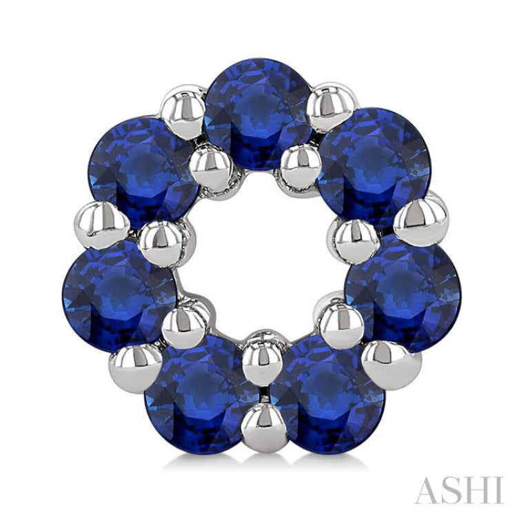 2.25MM Round Cut Sapphire Precious Circle Shared Prong Fashion Stud earrings in 10K White Gold