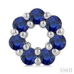 2.25MM Round Cut Sapphire Precious Circle Shared Prong Fashion Stud earrings in 10K White Gold