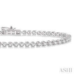 3 Ctw Round Cut Diamond 3-Prong Tennis Bracelet in 14K White Gold