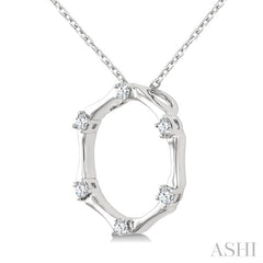 1/10 Ctw Petite Bamboo Shoot Inspired Round Cut Diamond Fashion Pendant With Chain in 10K White Gold
