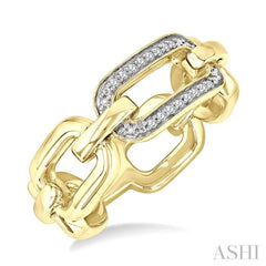 1/20 Ctw Bold Paperclip Round Cut Diamond Fashion Ring in Yellow Gold Vermeil