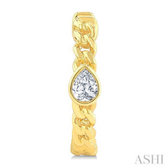 1/3 Ctw Bezel Set Pear Cut Diamond Curb Link Fashion Hoop Earring in 14K Yellow Gold
