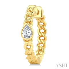 1/3 Ctw Bezel Set Pear Cut Diamond Curb Link Fashion Hoop Earring in 14K Yellow Gold