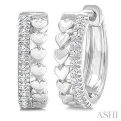 1/10 Ctw Petite Heart Shape Round Cut Diamond Fashion Huggies Earrings in 10K White Gold