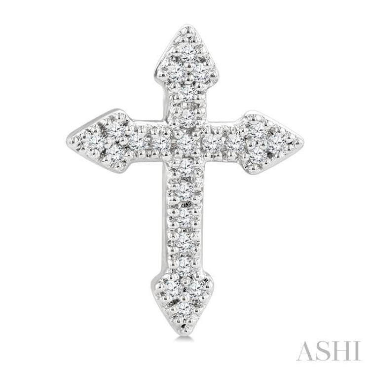 1/6 Ctw Round Cut Diamond Cross Petite Fashion Earrings in 10K White Gold