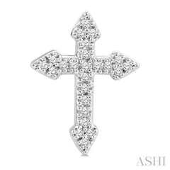 1/6 Ctw Round Cut Diamond Cross Petite Fashion Earrings in 10K White Gold
