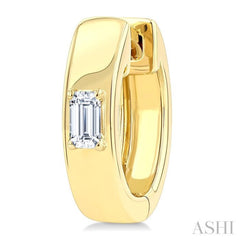 1/6 Ctw Octagon Shape Diamond Petite Huggie Earrings in 10K Yellow Gold