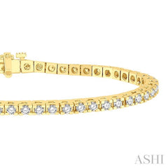 3 Ctw Square Shape Round Cut Diamond Tennis Bracelet in 14K Yellow Gold