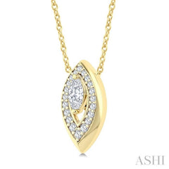 1/3 Ctw Open Window Marquise and Round Cut Diamond Fashion Pendant With Chain in 14K Yellow Gold