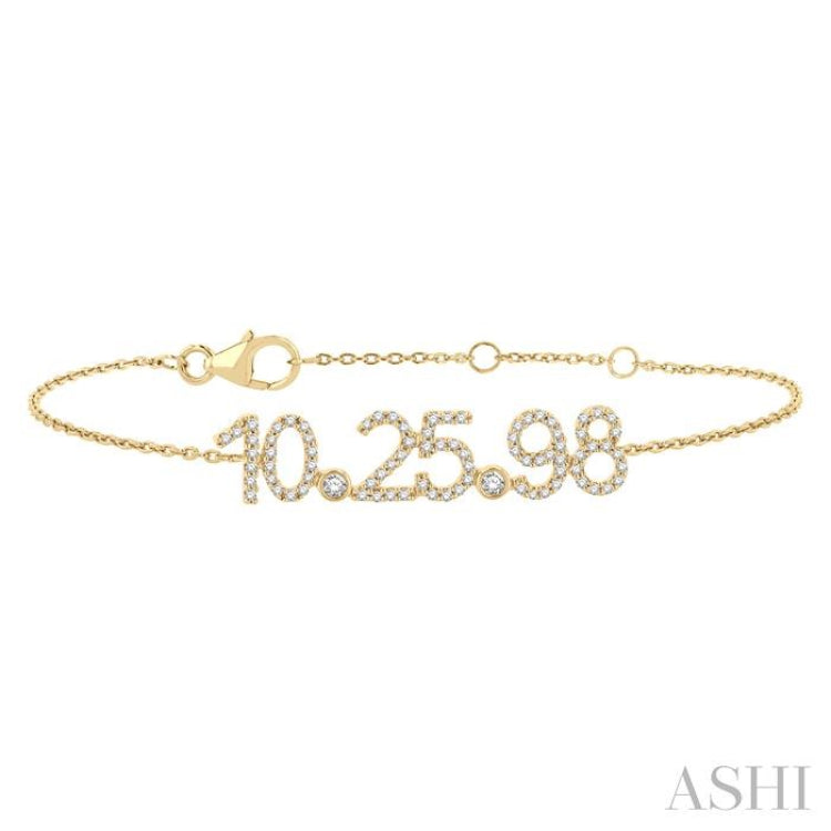 1/4 Ctw '10.25.98' Date Diamond Bracelet in 10K Yellow Gold