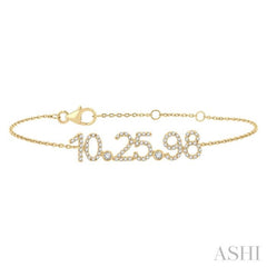 1/4 Ctw '10.25.98' Date Diamond Bracelet in 10K Yellow Gold