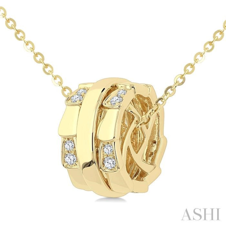 1/10 Ctw Round Cut Diamond Rondelle Fashion Pendant With Chain in 14K Yellow Gold